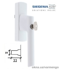 Ручка для алюминиевого окна SI-Line с ключом, белая.